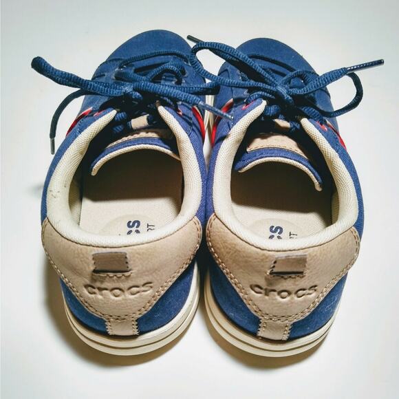 Crocs Mens Size 7 Torino Lace Up Tennis Shoe Sneaker Blue Khaki New - Picture 4 of 6